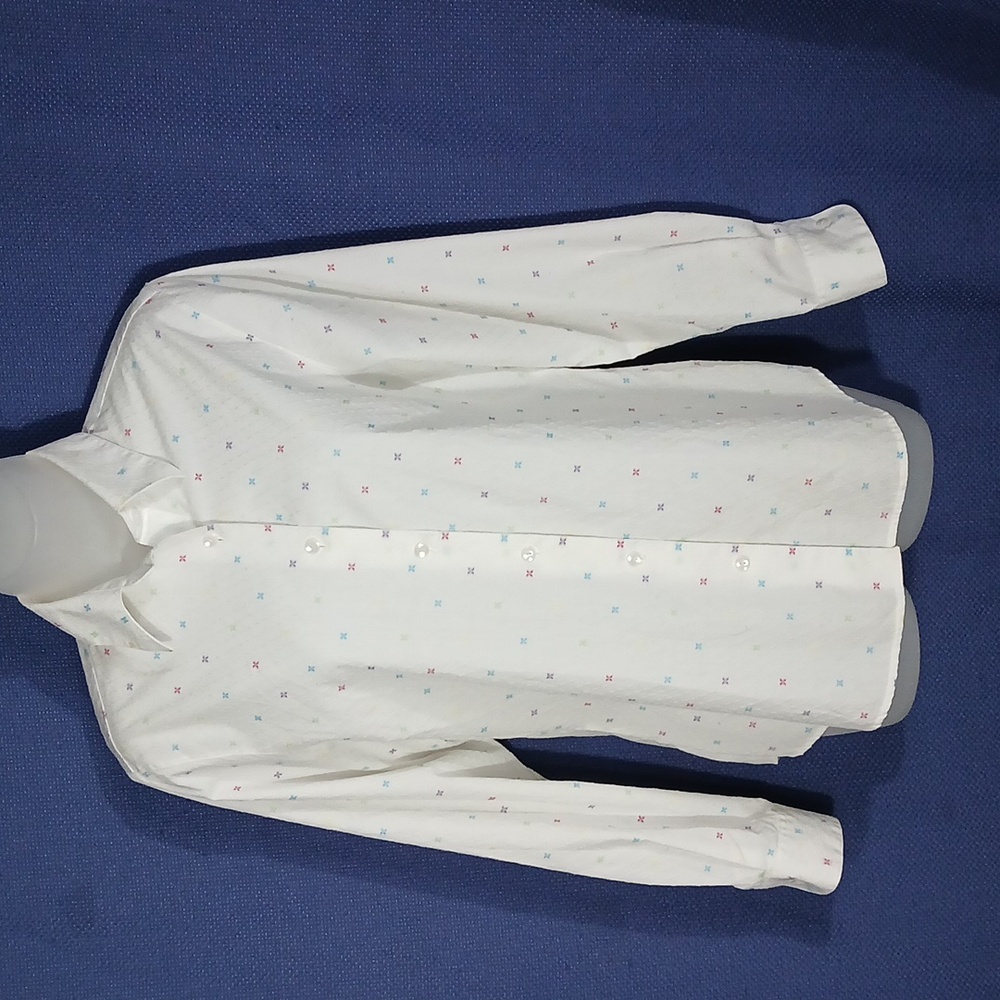 Foxcroft wrinkle-free cotton/poly white with confetti 4